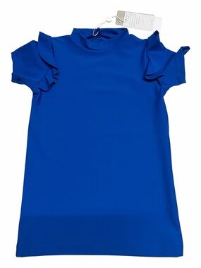NEW Mikoh Mini Girl’s short sleeve rash guard swim shirt in Royal Blue Sz Small